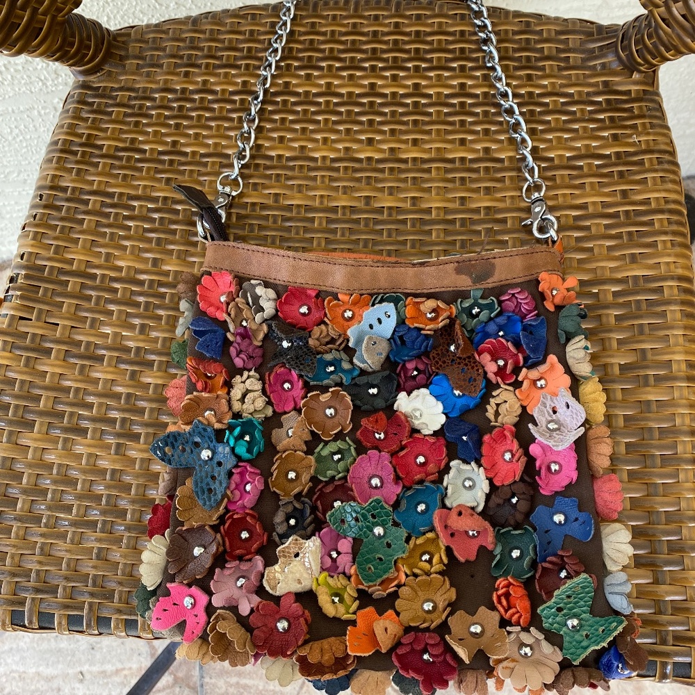 Handmade leather floral bag